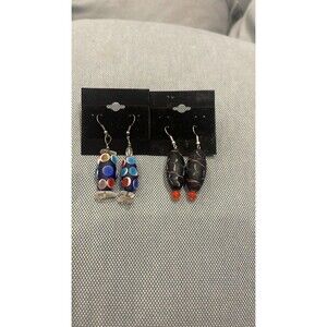 2 Pairs Of Hook Glass Bead Dangle Earrings